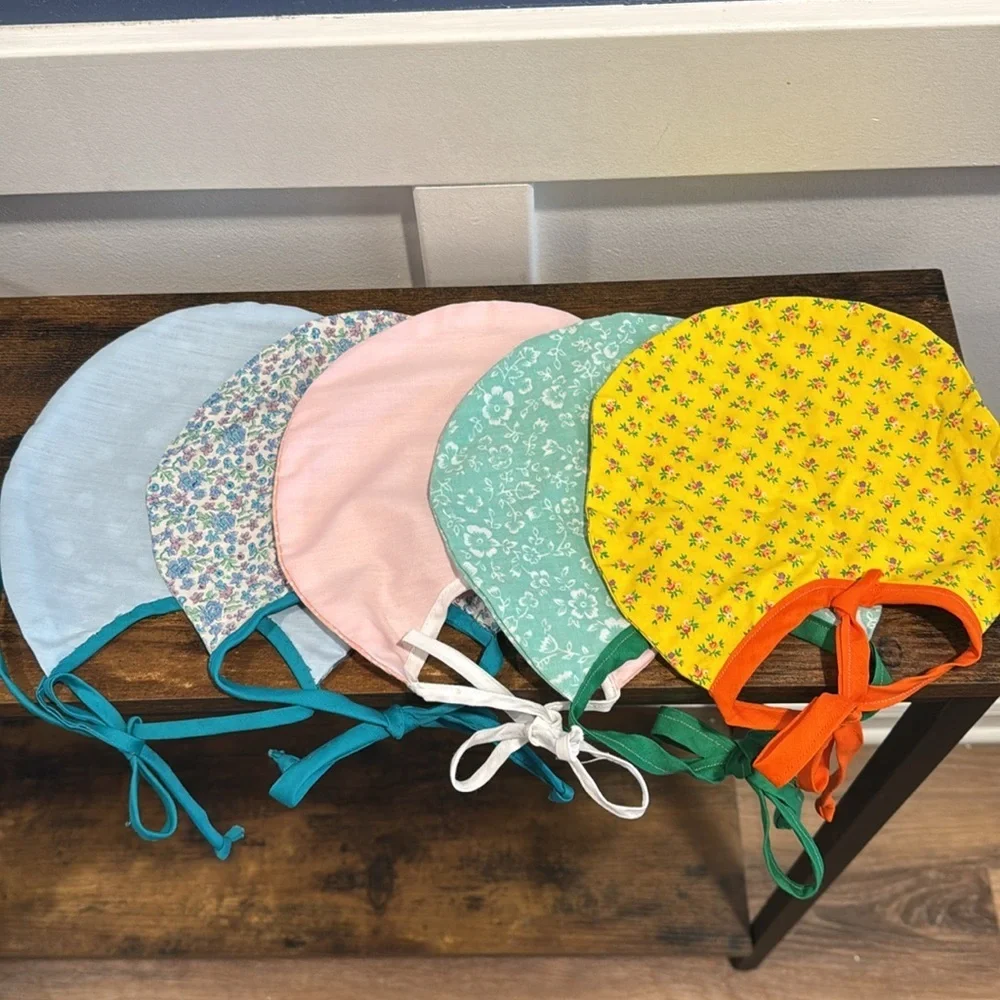 vintage homemade bib lot of 5 multi colored